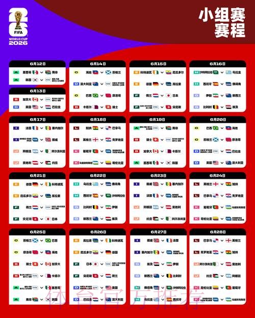 2026世界杯比赛时间最新公布，全程赛程揭秘